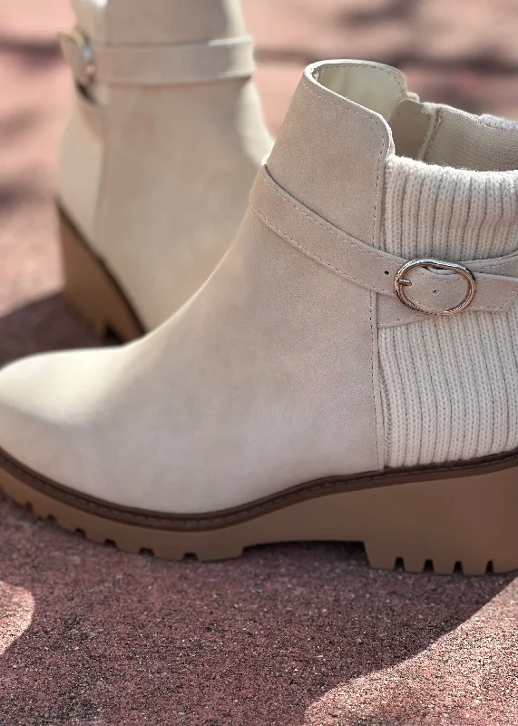 Beige Wedge Boot