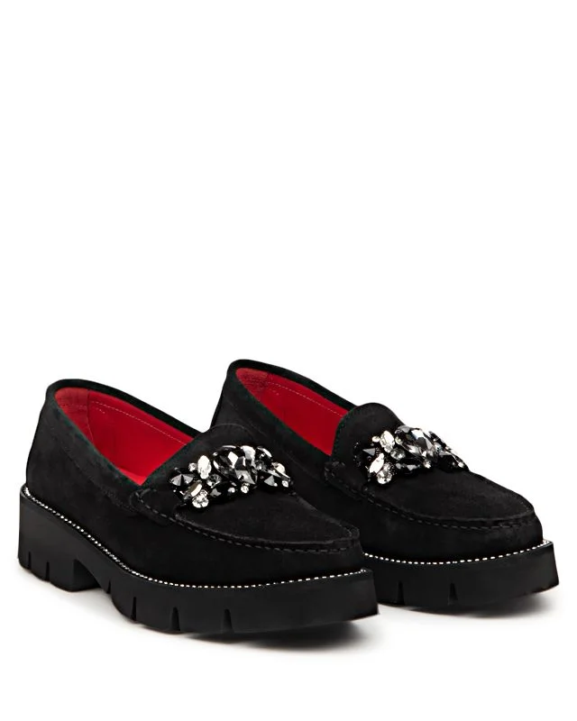 8849 BLACK SUEDE W/CRYSTAL ORNAMENT