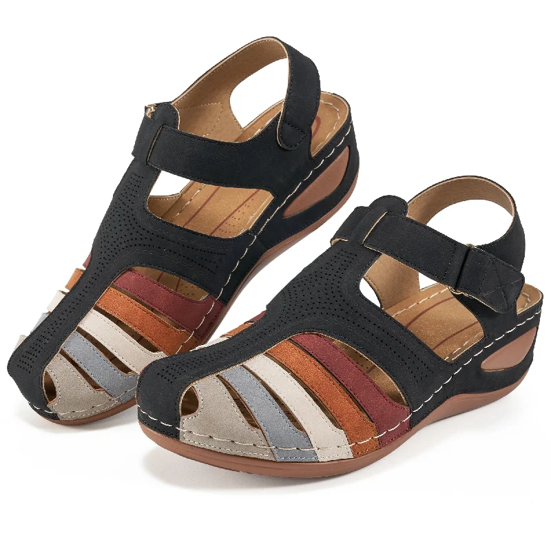 【No.10】Women's Summer Sandals Casual Bohemia Gladiator Wedge Shoes Comfortable Ankle Strap Outdoor Platform Sandals