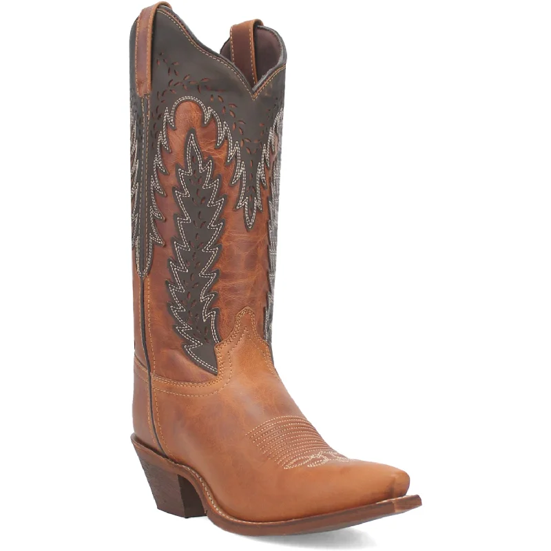 Laredo Womens Farah Honey Leather Cowboy Boots 7.5 M