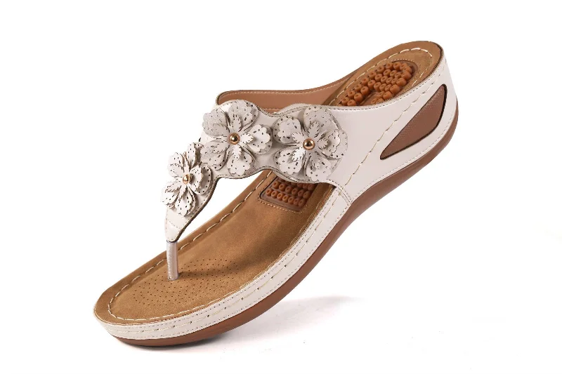 【No.13】Womens Sandals Flip Flops for Women with Arch Support Comfortable for Walk Wedge Sandal Flower Platform Shoes Causal Flip Flop