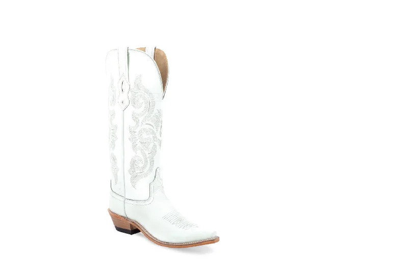 Old West Womens White Leather Cowboy Boots 5.5 B