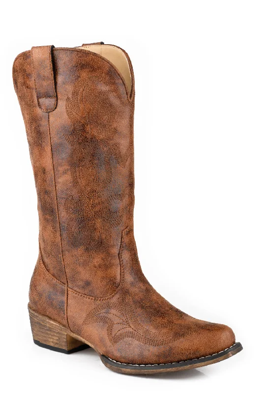 Roper Womens Riley Classic Cognac Faux Leather Cowboy Boots