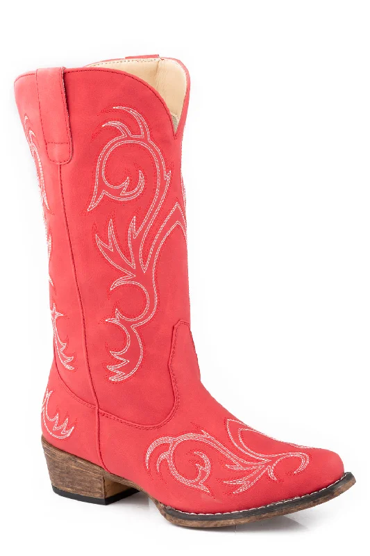 Roper Womens Riley Red Faux Leather Cowboy Boots