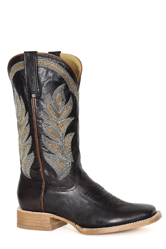 Stetson Womens Calista Chocolate Calf Leather Cowboy Boots