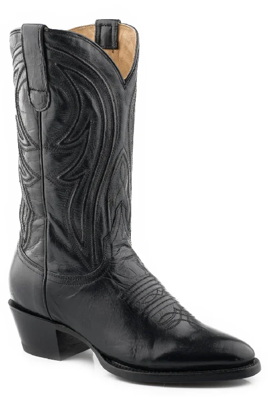 Stetson Womens Nora Black Calf Leather Cowboy Boots