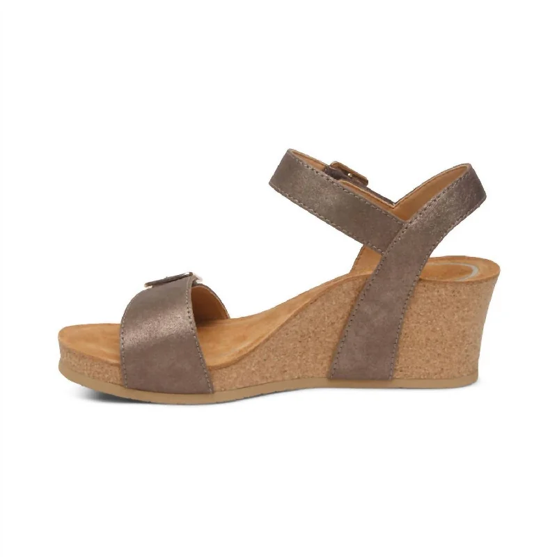 Women's Lexa Quarter Strap Wedge Sandals In Bronze