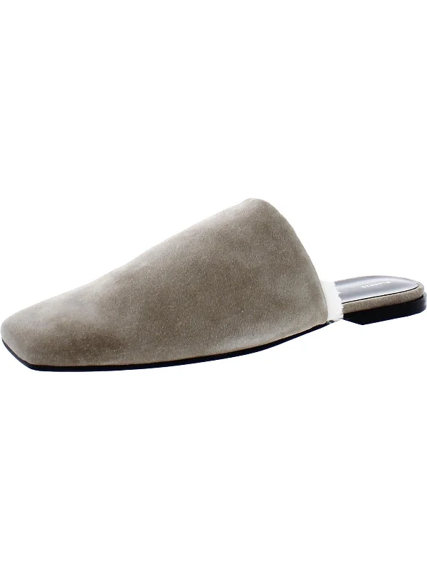 Womens Suede Shearling Lined Slide Slippers