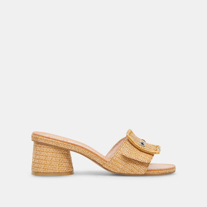 LUCEY WIDE HEELS WARM NATURAL RAFFIA