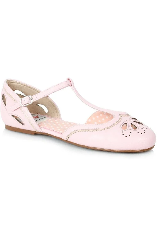 Bettie Page Julie Vintage Flat  | Pink Faux Leather