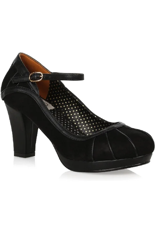 Bettie Page Rita Pump | Black Faux Leather