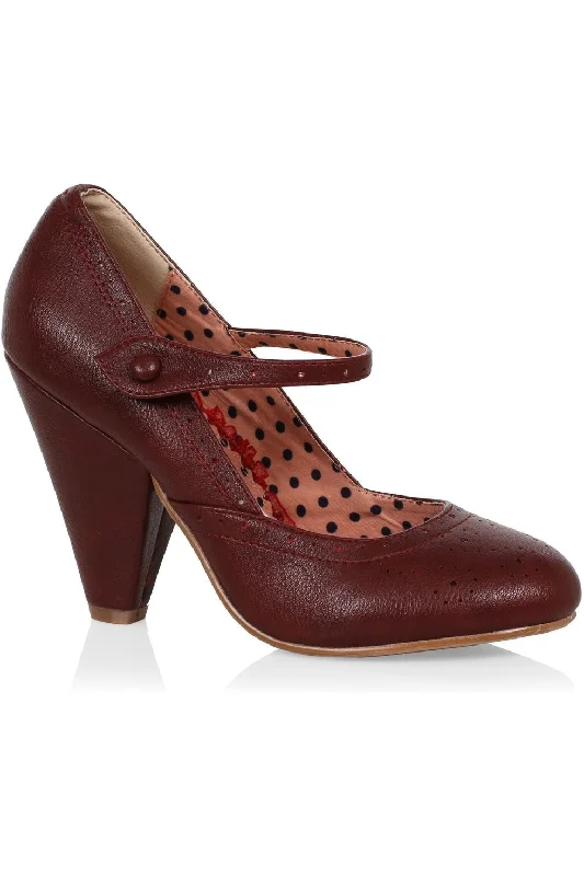 Bettie Page Elanor Mary Jane | Burgundy Faux Leather