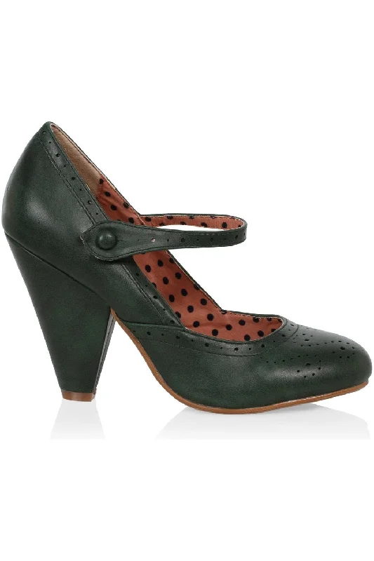 Bettie Page Elanor Mary Jane | Green Faux Leather