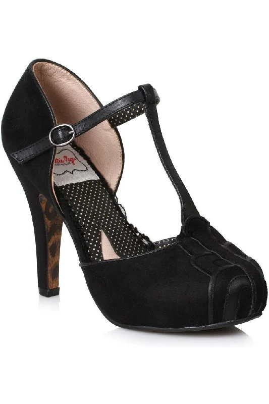 Bettie Page Emile Vintage Pump  | Black Faux Leather