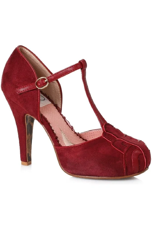 Bettie Page Emile Vintage Pump  | Burgundy Faux Leather