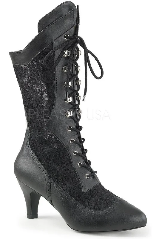 DIVINE-1050 Knee Boot  | Black Faux Leather