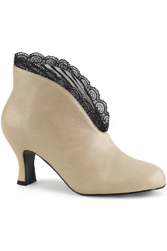 JENNA-105 Ankle Boot | Cream Faux Leather