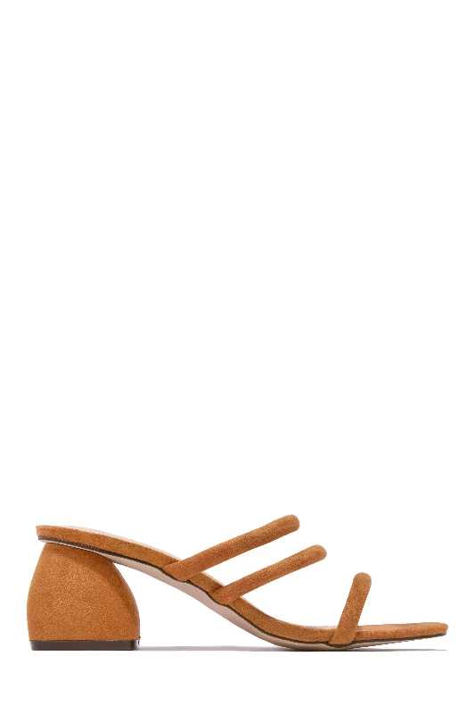 Nora Block Mid Heel Mules - Tan