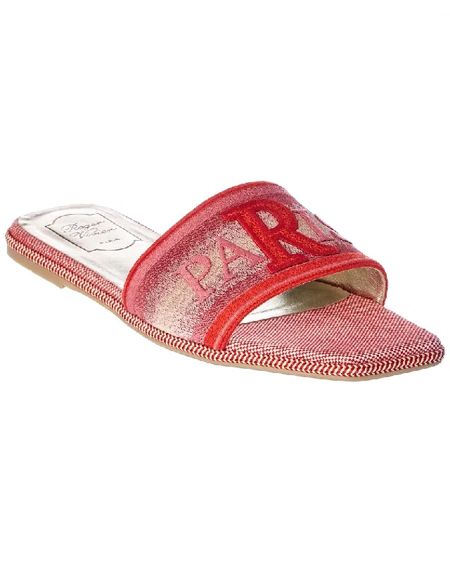 Roger Vivier Paris Love Canvas Slide