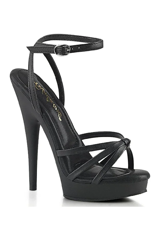 SULTRY-638 Sandal | Black Faux Leather