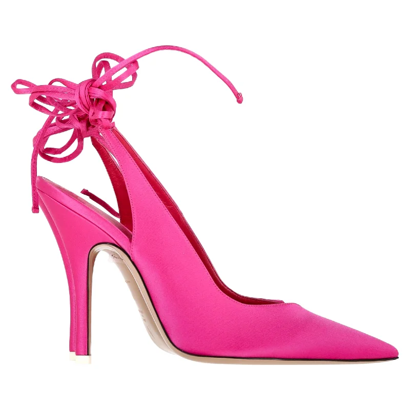 The Attico Venus Slingback Heels in Pink Satin