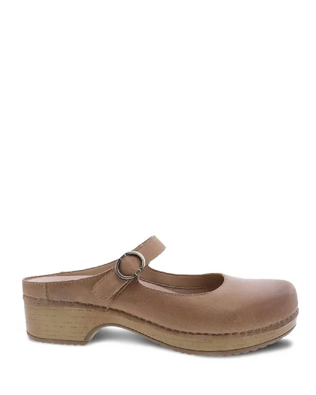 Women's Bria Burnished Mary Jane Mule In Tan