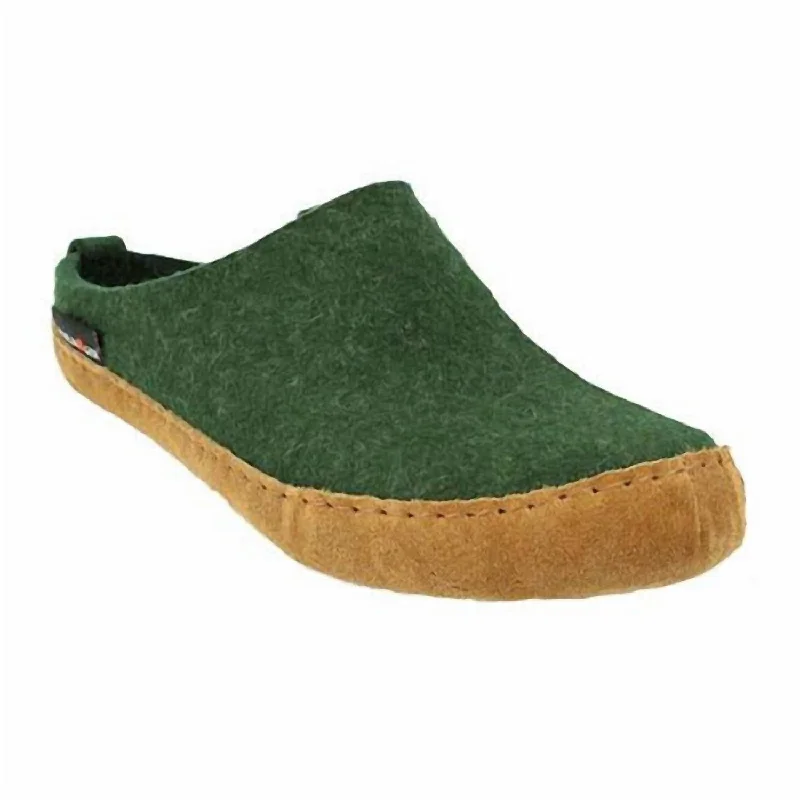 Women's Suede Sole Boiled Wool Clogs In Spruce